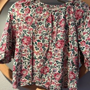 Old Navy Floral Blouse with Pink and Green Accents